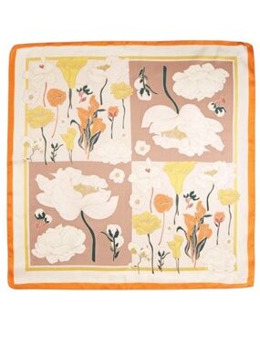 Garden Picnic Orange Square Satin Scarf (NWT)